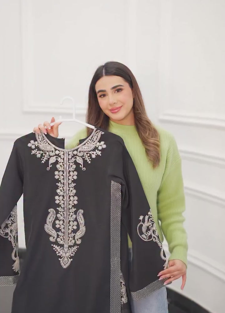 Silk Atelier by Jamni RTW Embroidered Korean Silk 3 Piece Suit MIDNIGHT BOW Festive Collection