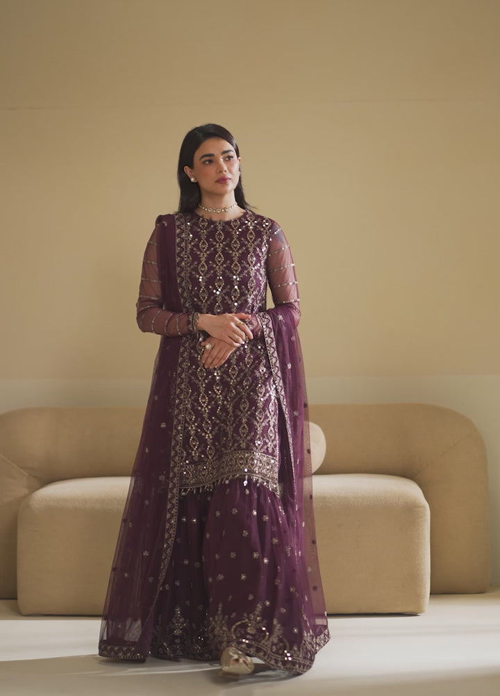 Roohi By Zarif Unstitched Formal Embroidered Net Suits 4 Piece ZR25UF RFE-01 Saneh - Formals Collection
