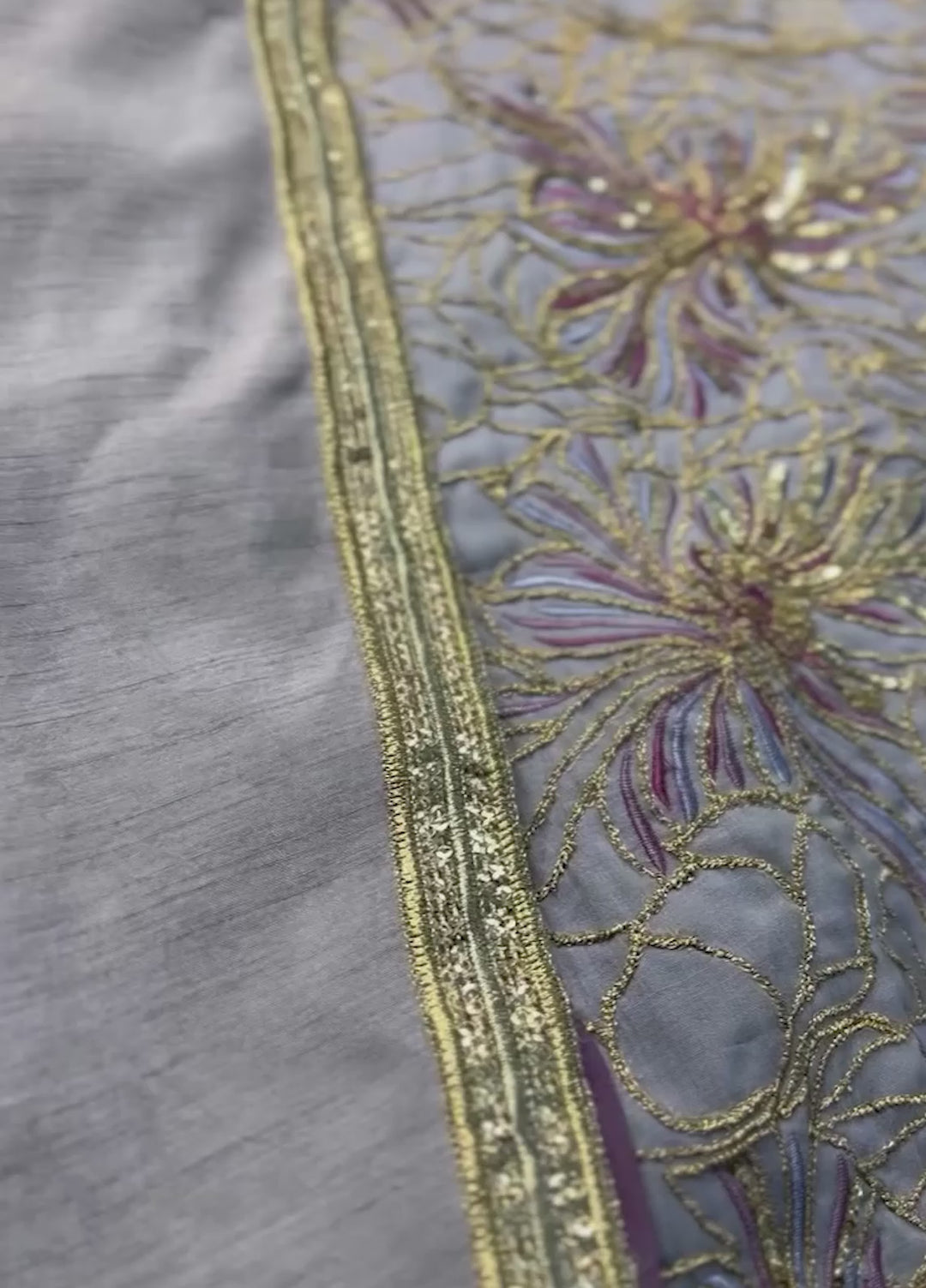 Jamnii Pret Embroidered Raw Silk 3 Piece Suit Lavender Haze