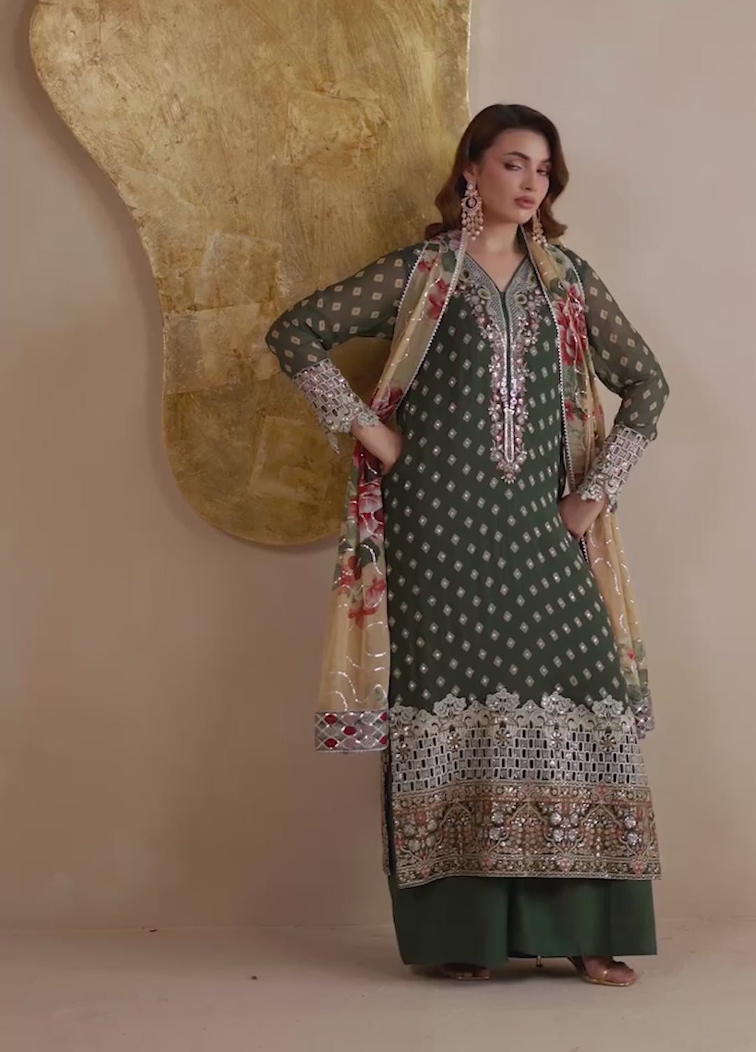Amaya by Nureh Unstitched Luxury Chiffon Embroidered 3 Piece Suit NU26UA AM-33 - Festive Collection