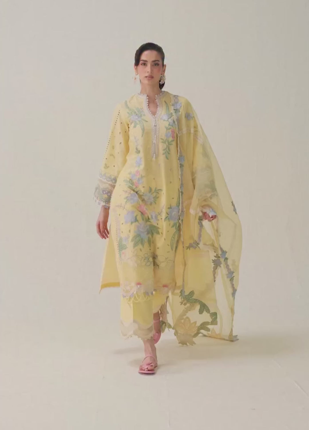 Maryam Hussain Unstitched Embroidered Lawn 3 Piece Suit MH26ULF Hamna - Festive Collection