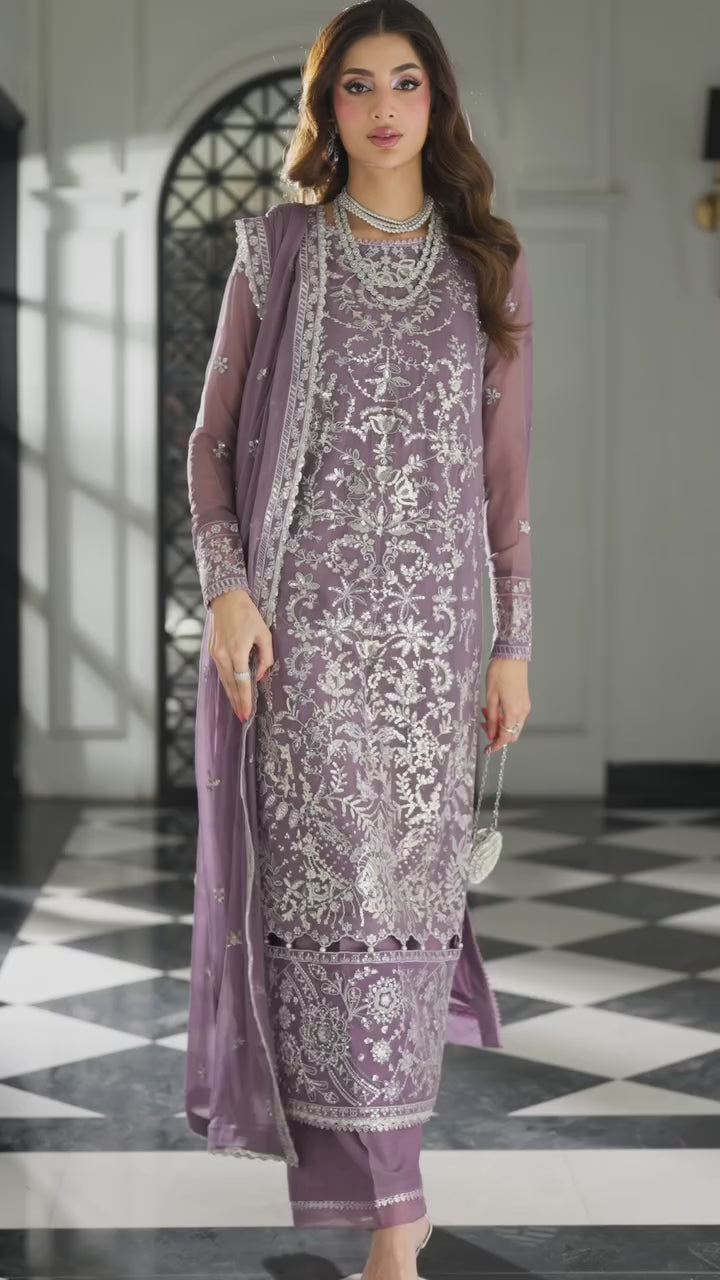 Maison d'or by Sahane Pret Embroidered Chiffon 3 Piece Suit CT 27001P Periwinkle - Festive Collection
