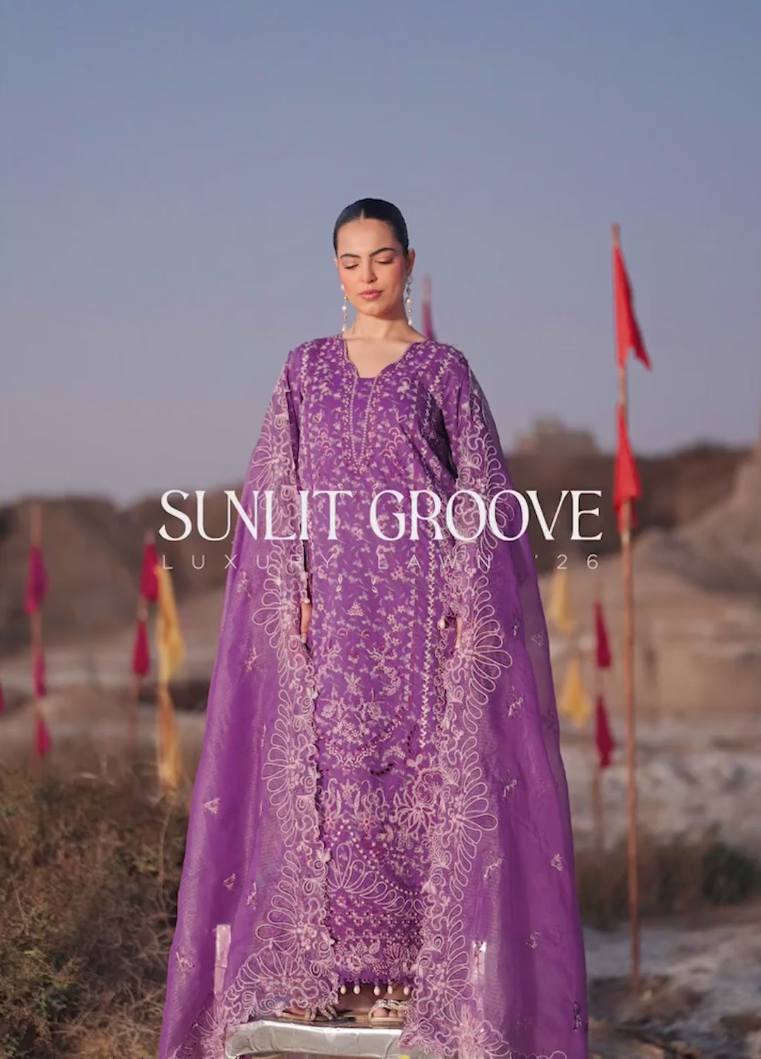 Sunlit Groove by Emaan Adeel Unstitched Embroidered Luxury Lawn 3 Pcs Suit EA26USG FLORAL FRENZY - Summer Collection
