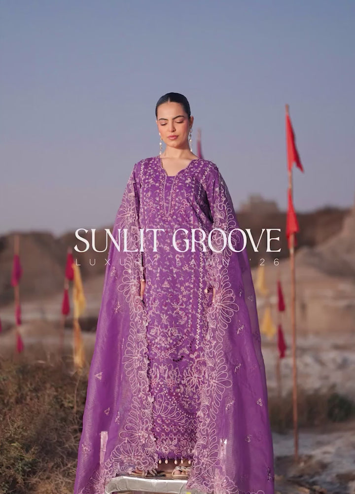 Sunlit Groove by Emaan Adeel Unstitched Embroidered Luxury Lawn 3 Pcs Suit EA26USG FLORAL FRENZY - Summer Collection