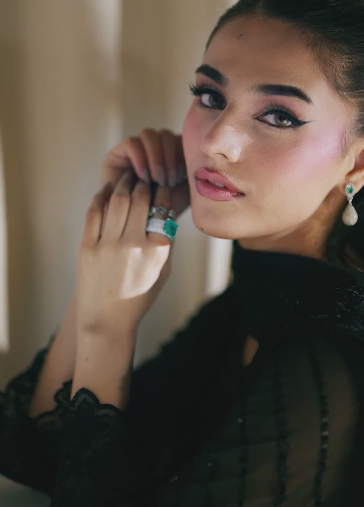 Azure Unstitched Embroidered Chiffon 3 Piece Suit AZ26ULC Black Pearl - Festive Collection