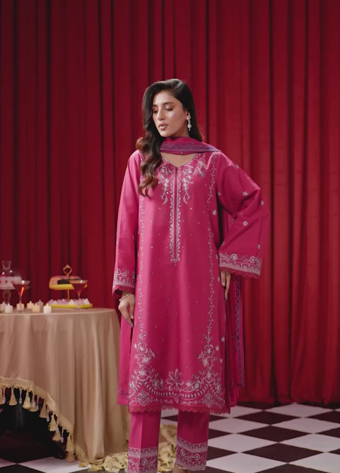 Freesia by Zouj Unstitched Embroidered Cotton 3 Piece Suit ZJ26UFC MAGENTA MAJESTY ZCS-00021 - Festive Collection