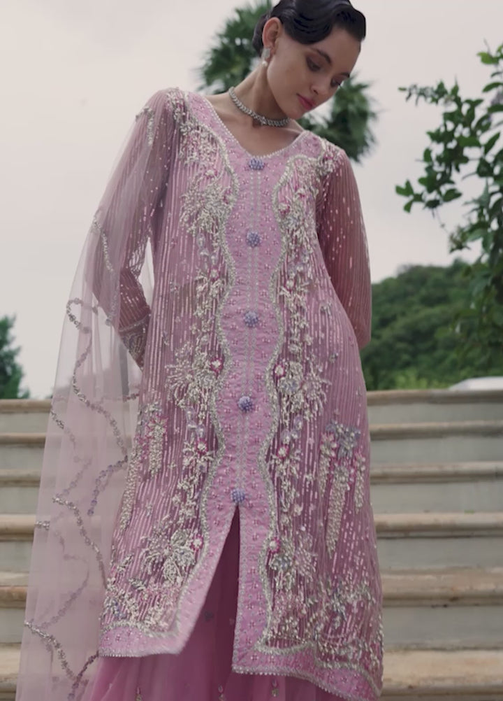 Inception by Mushq Embroidered Net Suits Unstitched 4 Piece MQ25IW D-05 Pretty In Pink - Wedding Collection