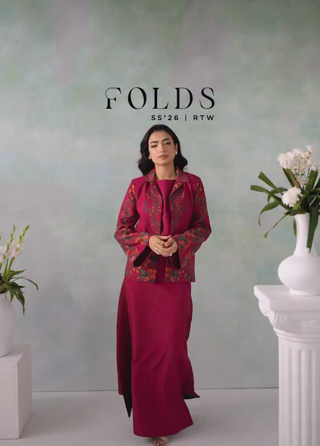 Folds by Zarposh RTW Printed Crepe 2 Piece Suit ZR26PF ROUX - Casual Collection