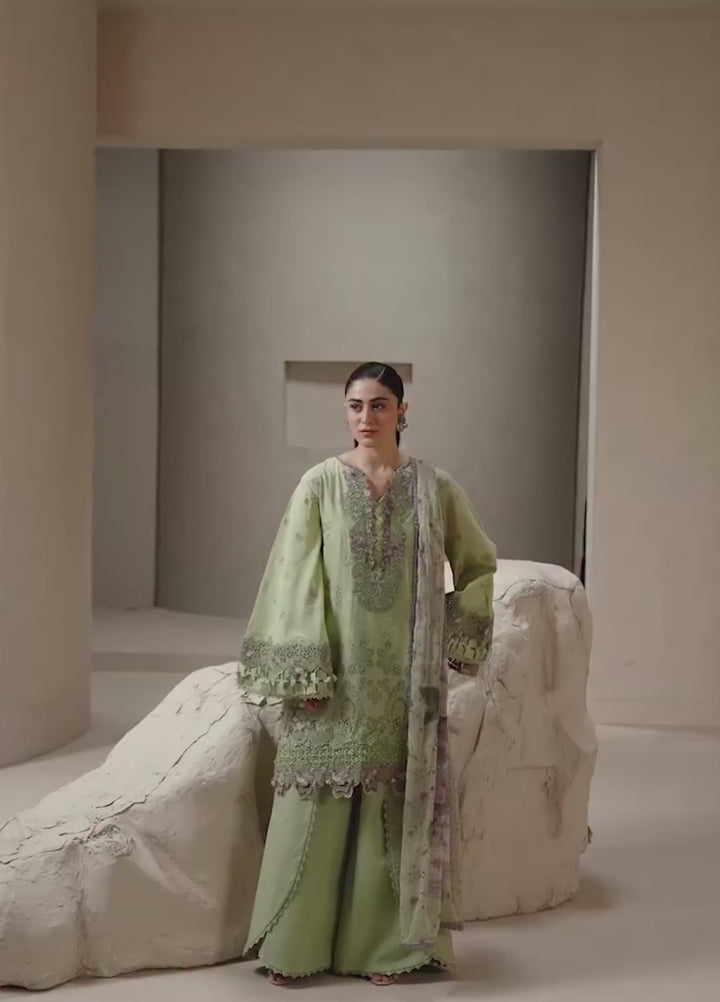 E-Craft by Elaf Unstitched Embroidered Lawn 3 Piece Suit EHC-6A Basil - Casual Collection