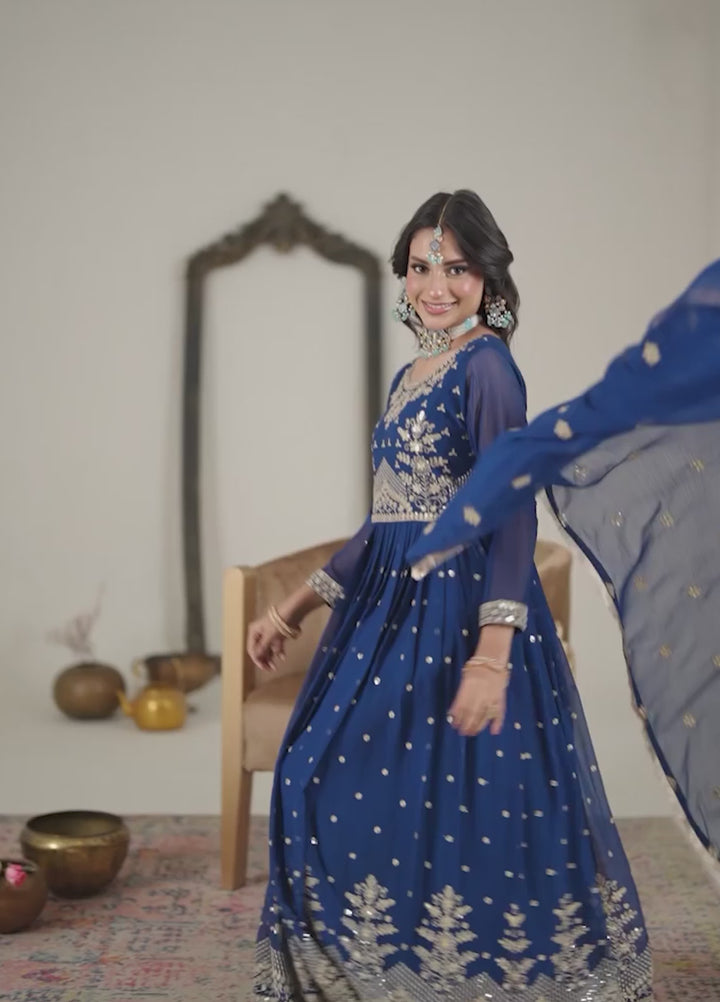 Abaan Zohan Women RTW Embroidered Chiffon 3 Piece Suit Gulab Peacock - Festive Collection