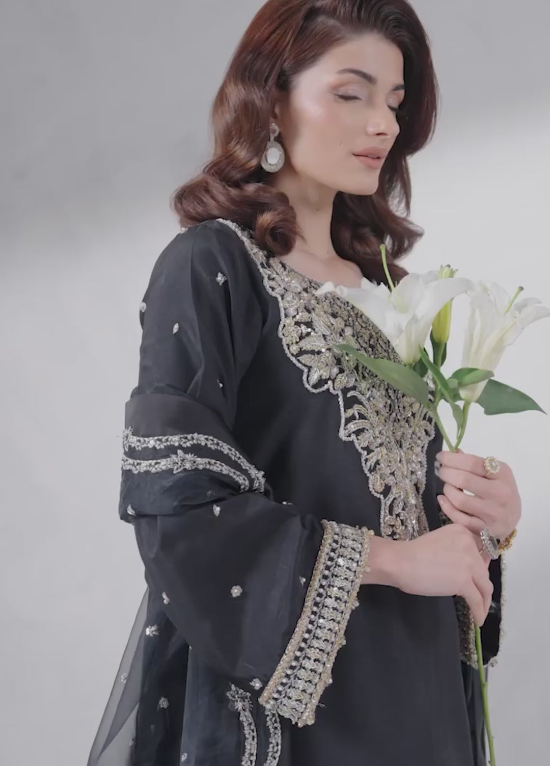 Soiree by Enzo Women RTW Hand work Silk 3 Piece Suit OLEN Festive Collection