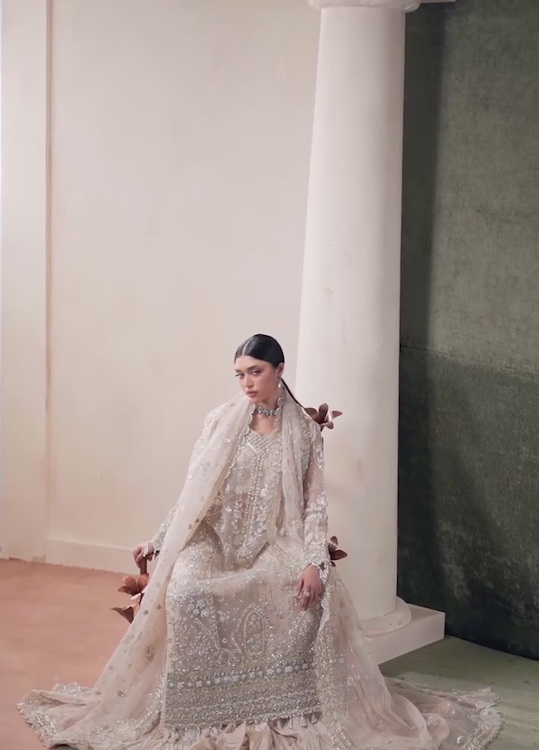 Starlet Jewels by Emaan Adeel Unstitched Embroidered Organza 3 Piece Suit EA26USF Howlite - Wedding Collection