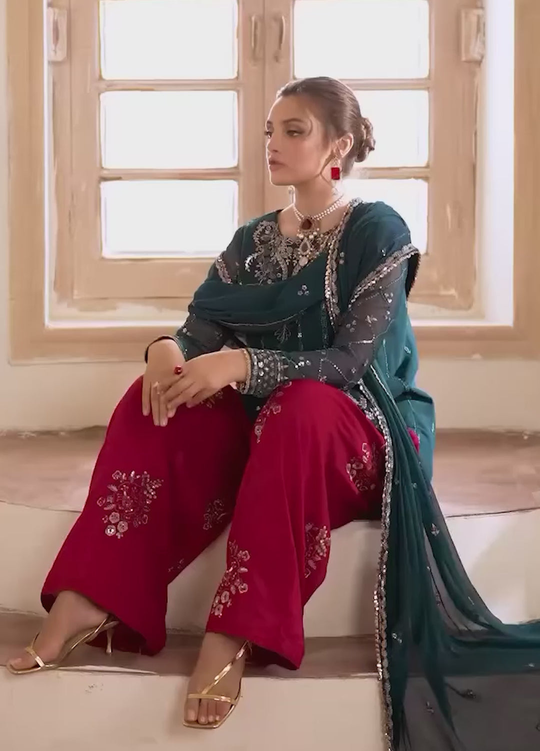Elinor by Sahane Pret Embroidered Chiffon 3 Piece Suit EL-1807 Megeve - Festive Collection