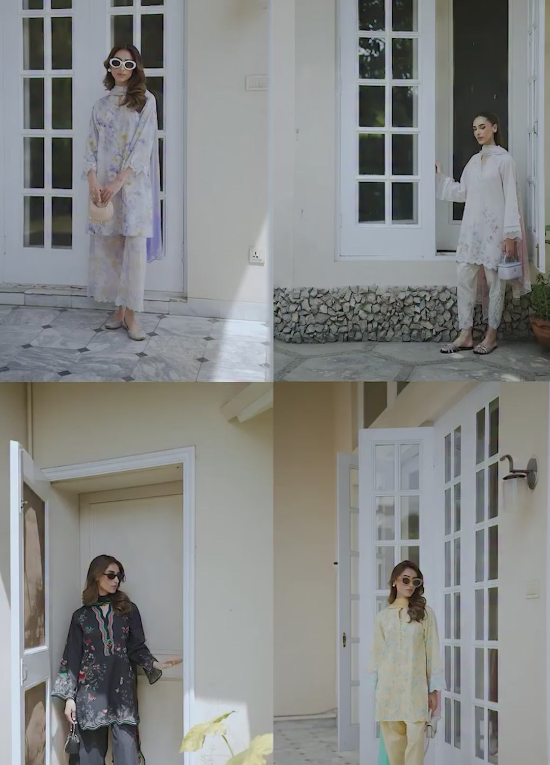 Nura by Sahar RTW Embroidered Cambric Co-Ord Sets Suit Ube Eclair Casual Collection