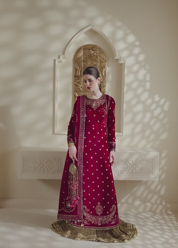 Chandni by Jazmin Unstitched Embroidered Velvet 3 Piece Suit JZ26UVC ZAR-E-GULAB CVF-26-D06 - Wedding Collection