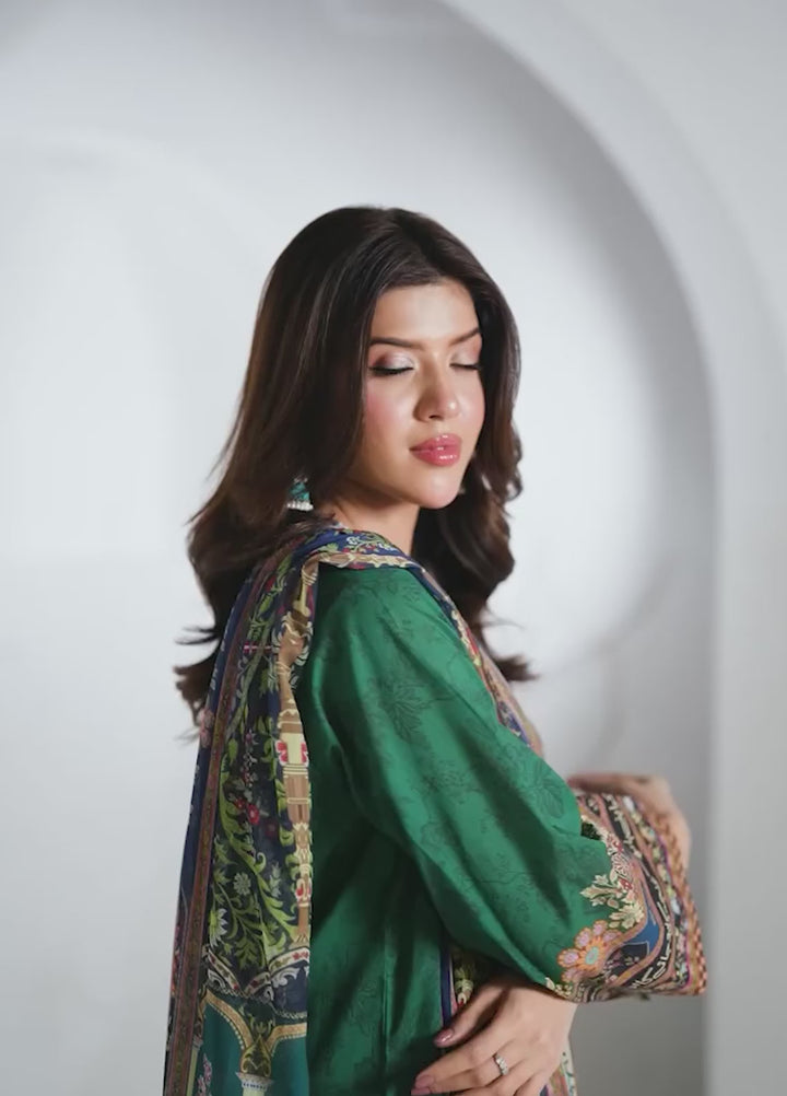 TNG Women Luxury Pret Printed Cambric 3 Piece Suit Gulposh Green - Casual Collection