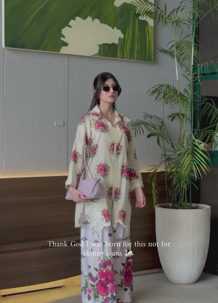 Essential Edit by Raum by Sarb RTW Printed Grip Silk 2 Piece Suit RS26REE ED-05 Butter Yellow - Casual Collection