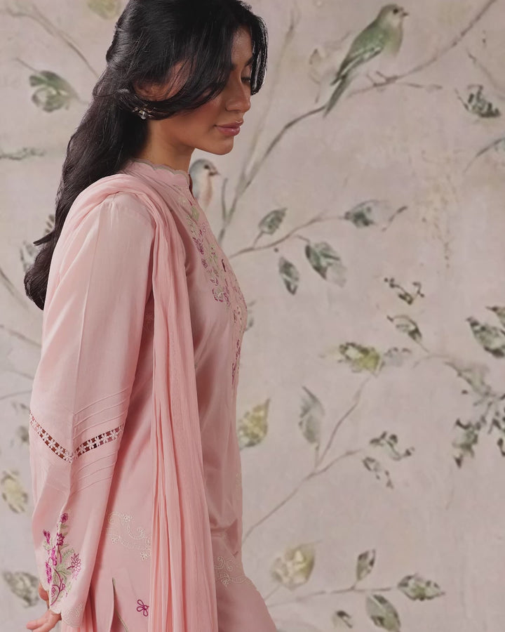 Sahar Women RTW Chikankari Cambric 3 Piece Suit LOTUS BLUSH Festive Collection