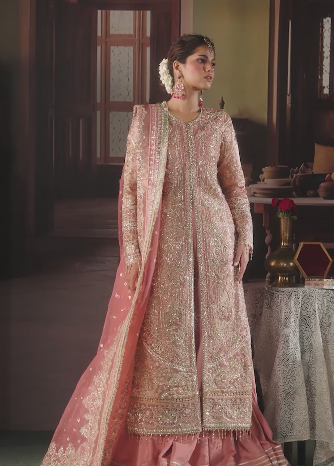 Shehnai by Afrozeh Unstitched Hand work Tissue Zari 3 Piece Suit AF26USW Aabroo AFR-0151 - Wedding Collection
