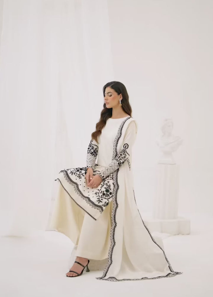Silk Ivy by Jamnii Pret Embroidered Silk 3 Piece Suit Noir Pearl