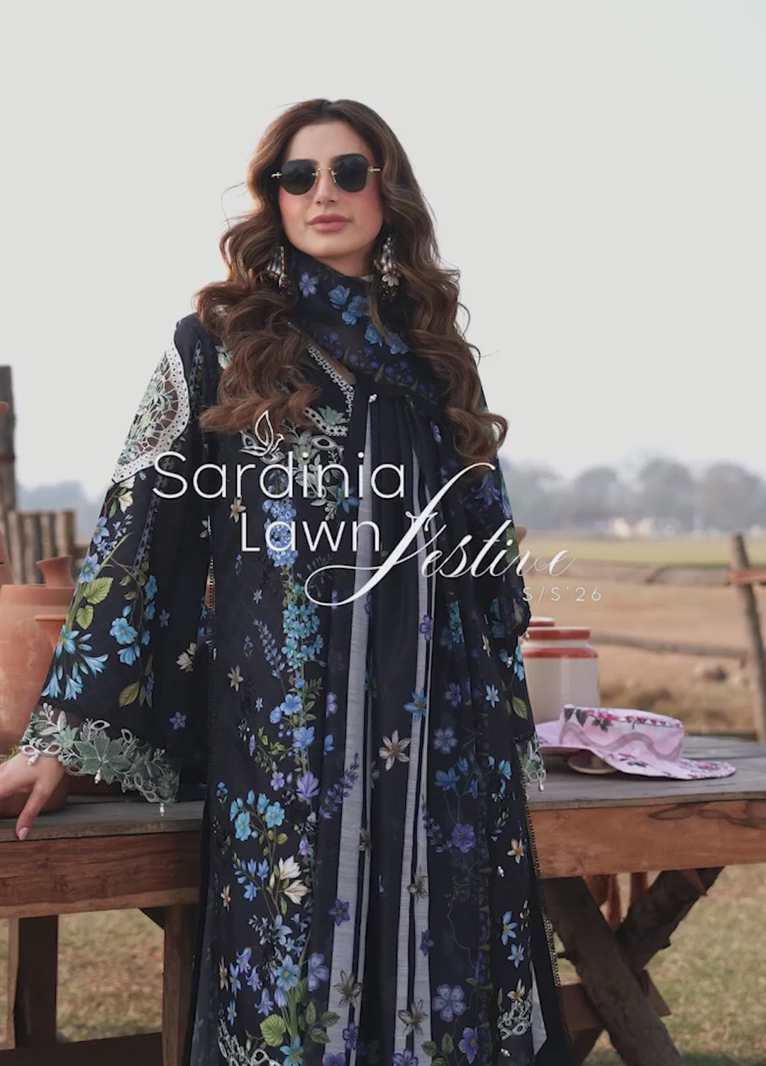 Sardinia Unstitched Embroidered Lawn 3 Piece Suit SRD26ULF D-3 DUSK - Festive Collection