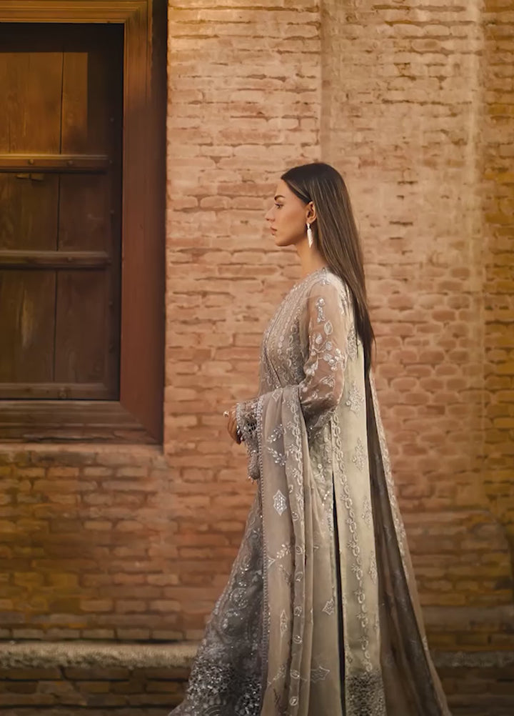 Humsafer by Lavish Premium Unstitched Embroidered Chiffon 3 Pcs Suit LVP26UH H-02 Gentle Grey - Festive