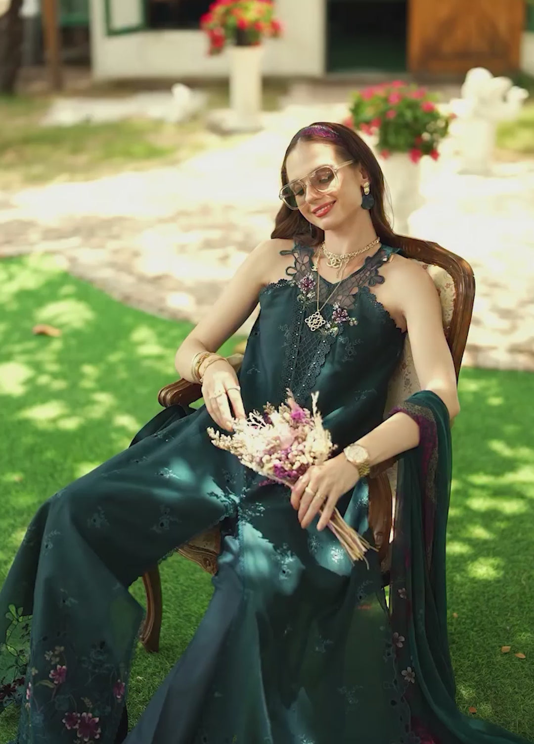 Noor Luxe by Saadia Asad Unstitched Embroidered Lawn 3 Piece Suit SA26ULNE D6 - Eid Collection
