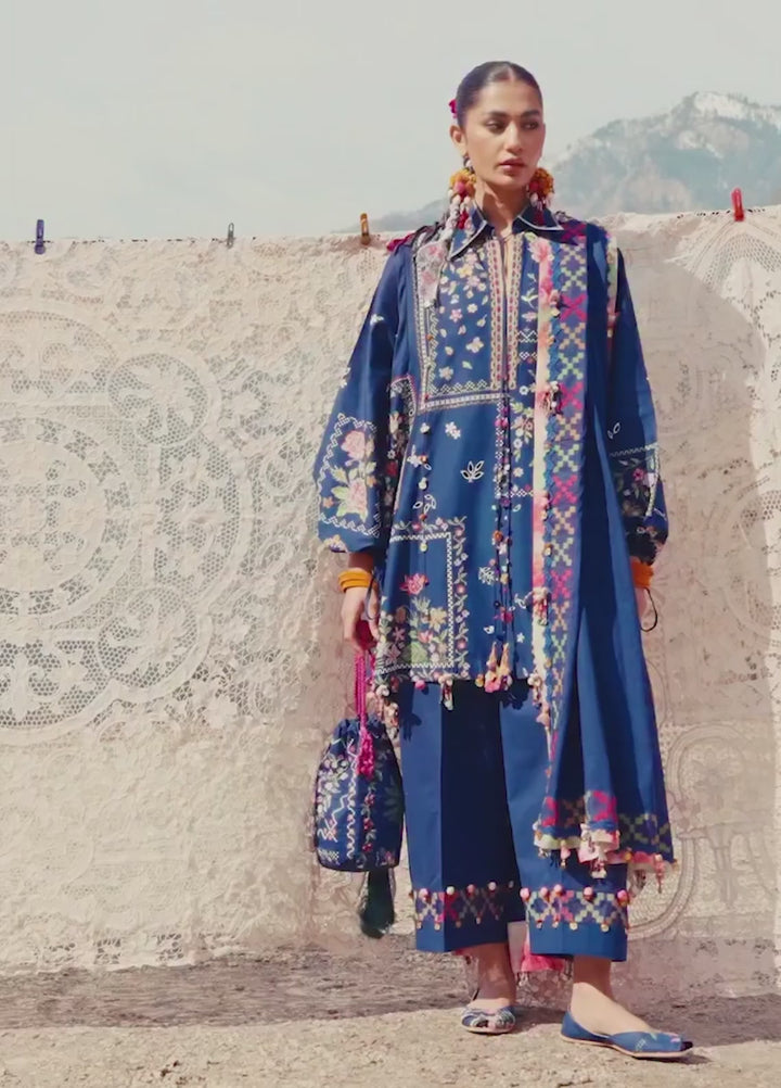 Meili by Zaha Unstitched Embroidered Lawn 3 Piece Suit ZK26UML ZL26-08A - Festive Collection