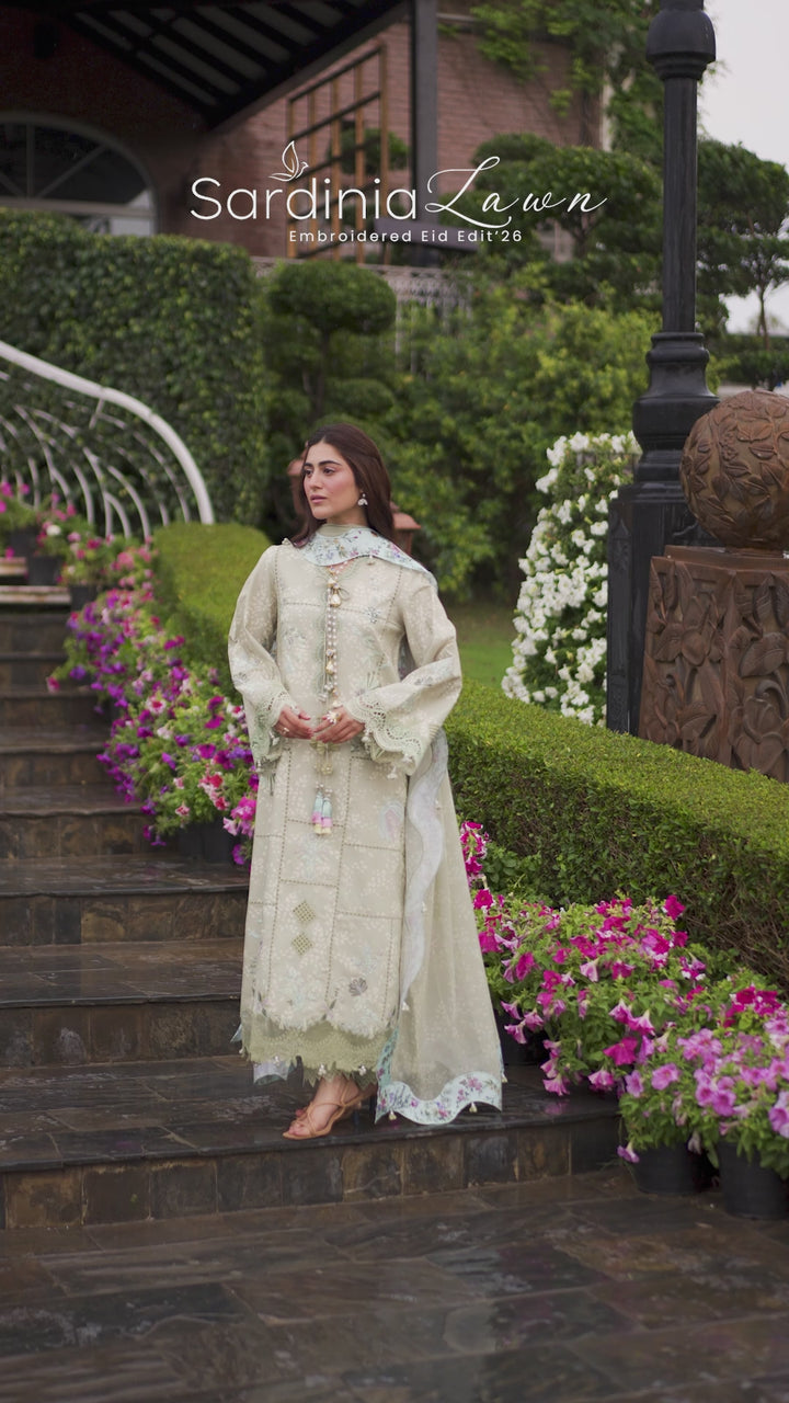 Sardinia Unstitched Embroidered Lawn 3 Piece Suit SRD26ULE Monsoon Sage Design# 1707 - Eid Collection