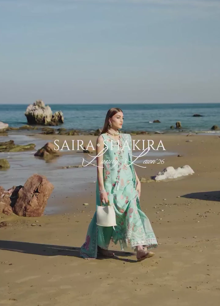 Saira Shakira Unstitched Embroidered Lawn 3 Piece Suit SSR26ULE SS-005B - Eid Collection