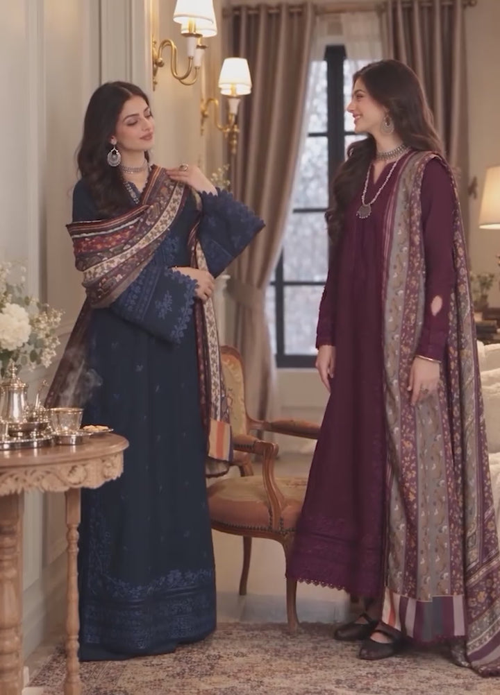 Noor by Saadia Asad Unstitched Embroidered Linen 3 Piece Suit SA26UNL D7 B - Winter Collection
