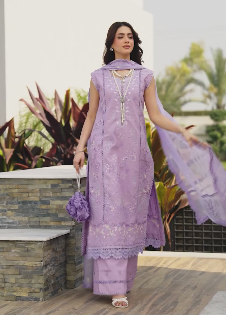 Aylin Unstitched Embroidered Luxury Lawn 3 Piece Suit AYL26UL D1 Sweet Violet - Summer Collection
