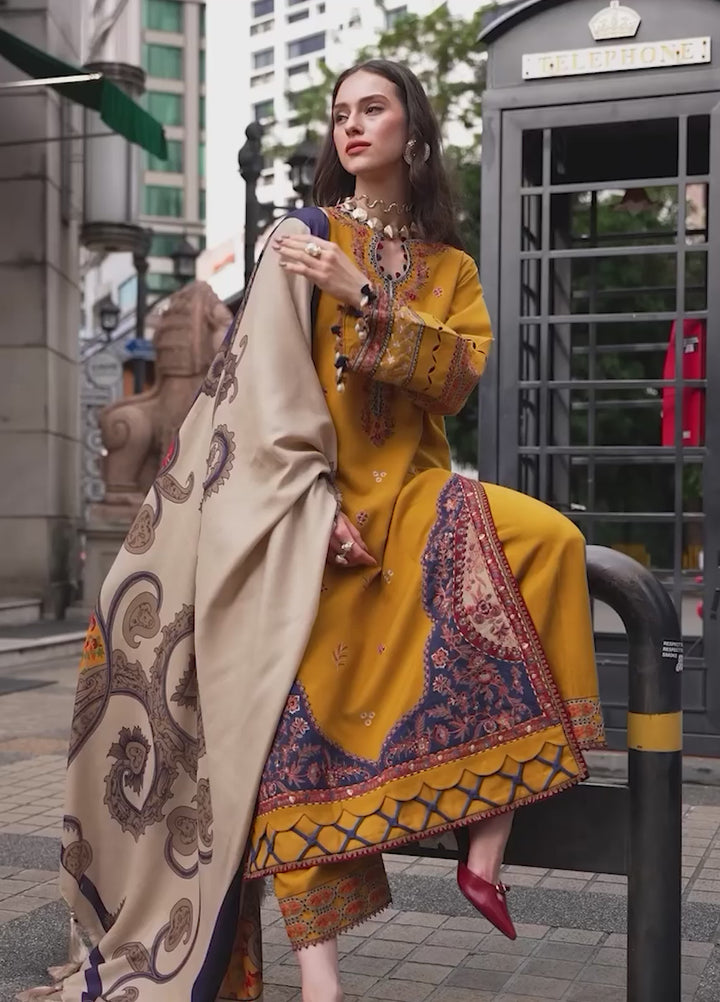 Poshima by Charizma Unstitched Embroidered Leather Peach 3 Piece Suit CHR26UPL PSW6-04 - Winter Collection