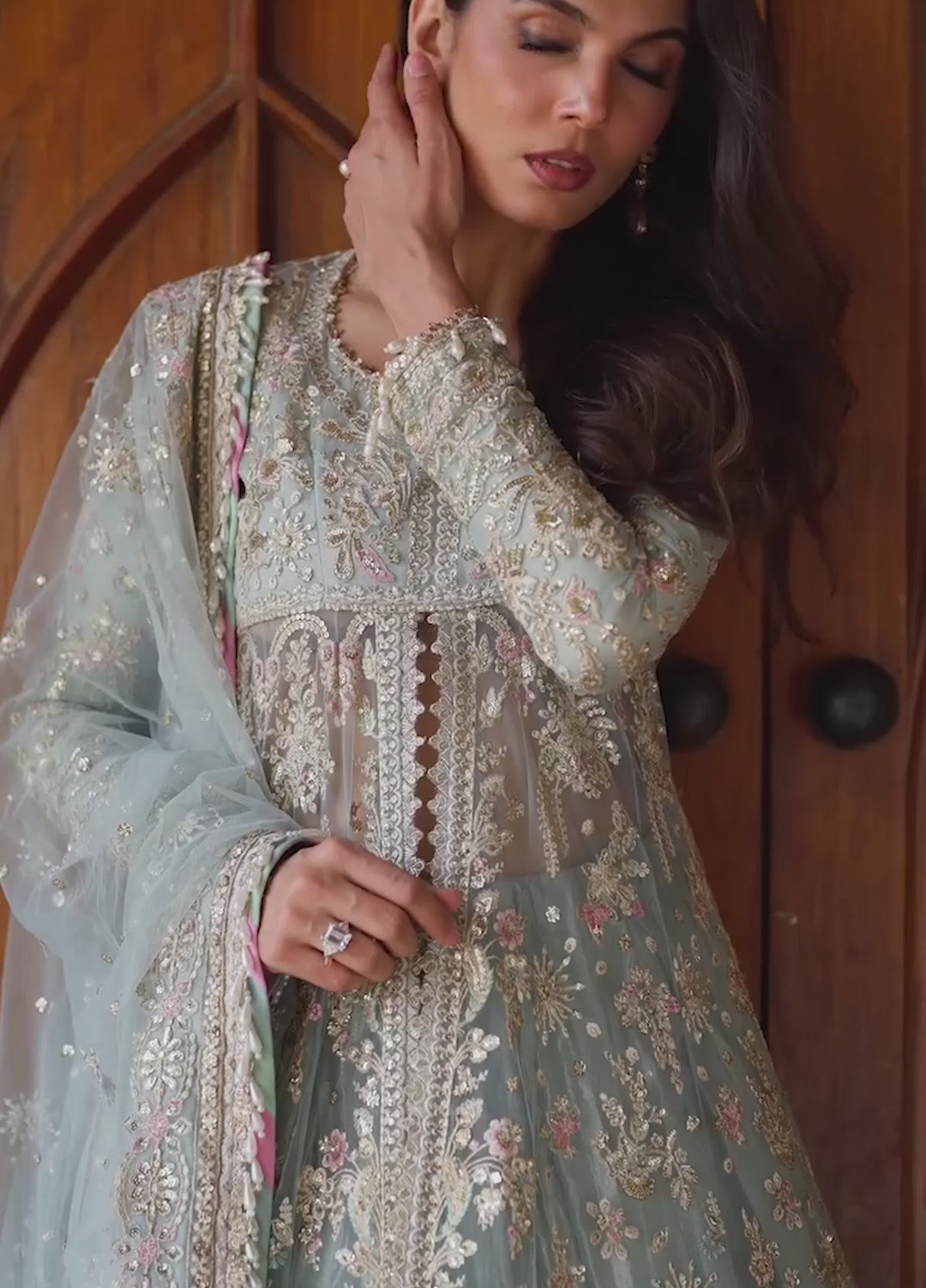 Dastangoi by Afrozeh Unstitched Embroidered Poly Net 3 Piece Suit AF26UDW LAFZ FW01219 - Wedding Collection