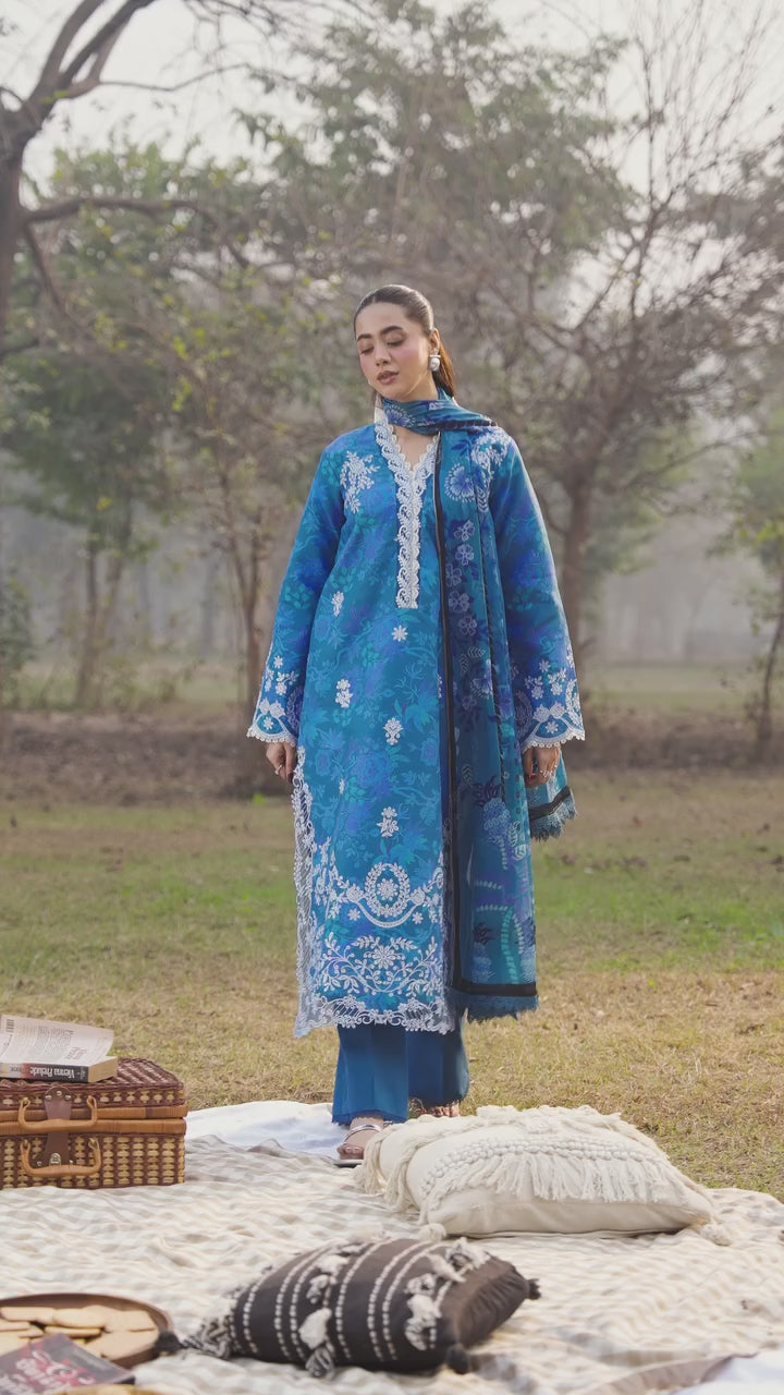 Summer Printkari Exclusive by RajBari Unstitched Embroidered Lawn 3 Piece Suit RB26USP D-12 - Casual Collection