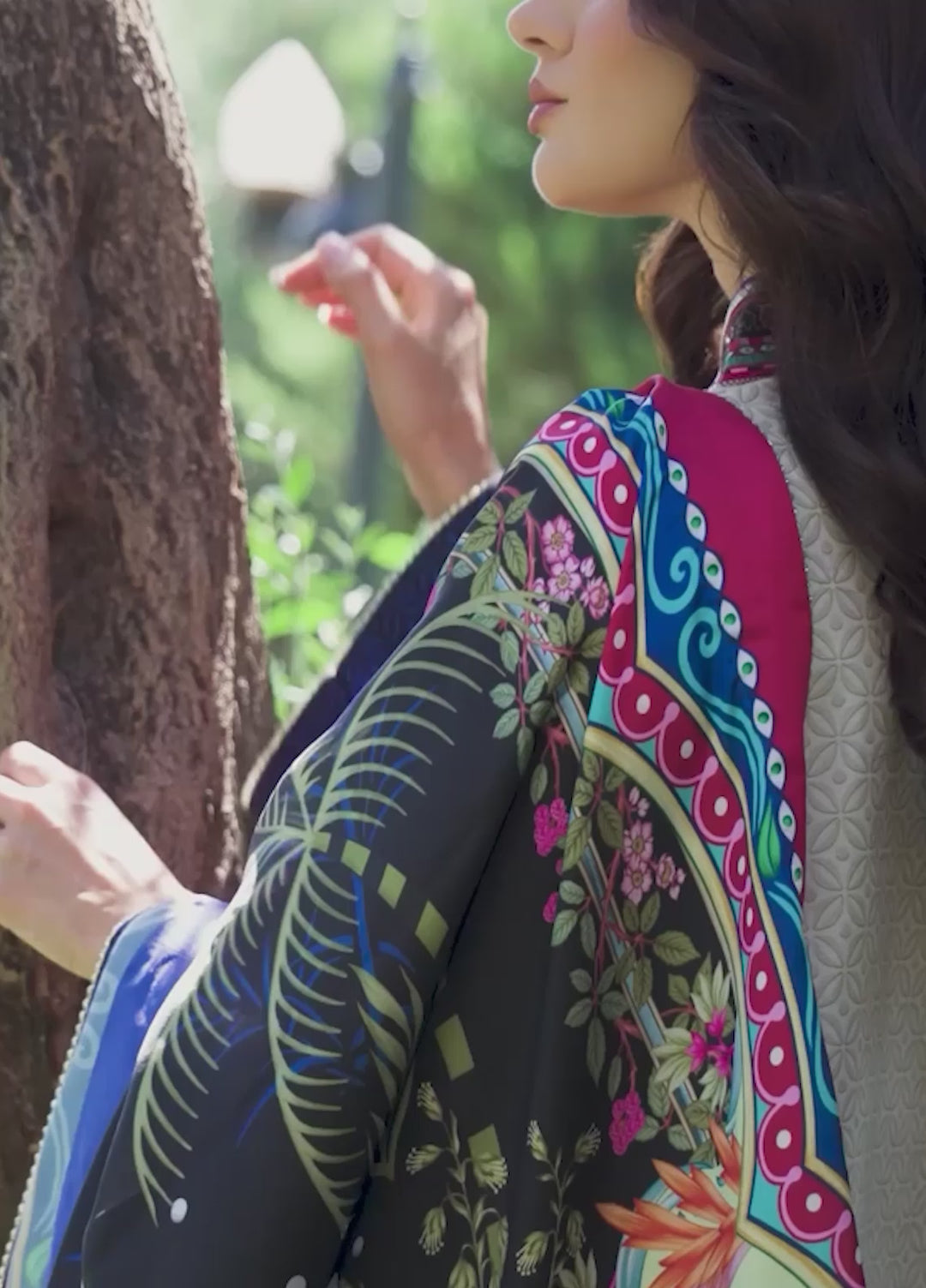 Mushq Hemline Echoes Of Serneity Unstitched Festive Raw Silk Printed 3 Piece MQ25ES D-05 Ethereal Gleam - Festive Collection