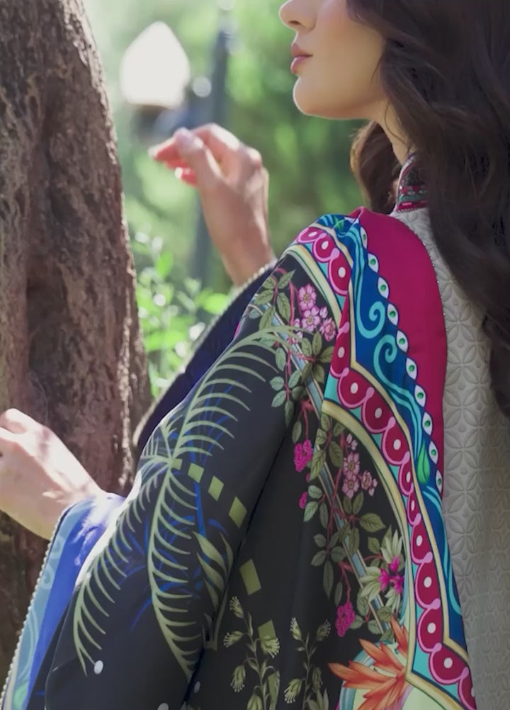 Mushq Hemline Echoes Of Serneity Unstitched Festive Raw Silk Printed 3 Piece MQ25ES D-05 Ethereal Gleam - Festive Collection