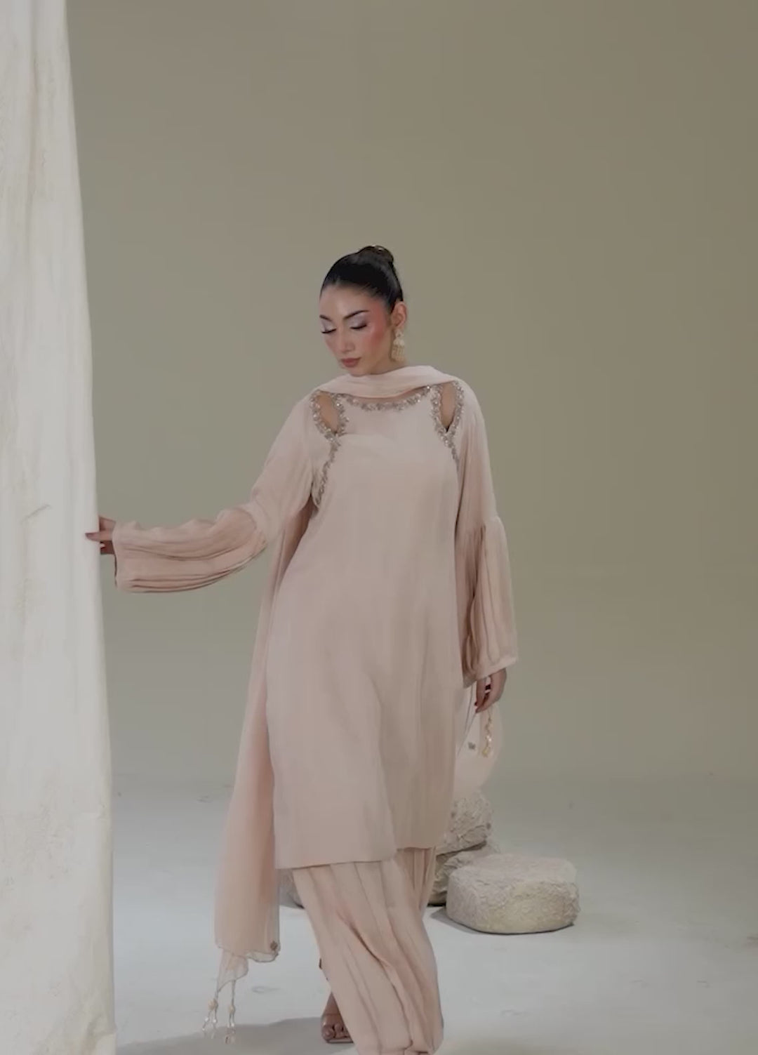 Alee Malic RTW Hand Work Raw Silk 3 Piece Suit Cashmere - Wedding Collection