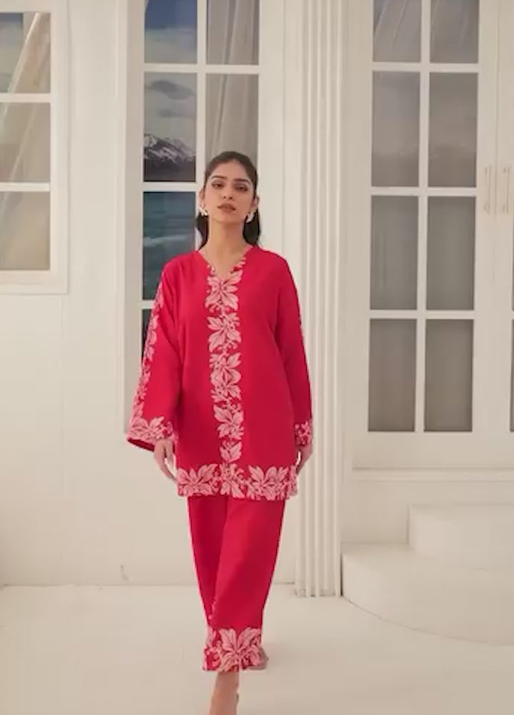 Nairah Women Pret Printed Arabic Lawn Suit NAH26PN Red Coral - Spring Collection