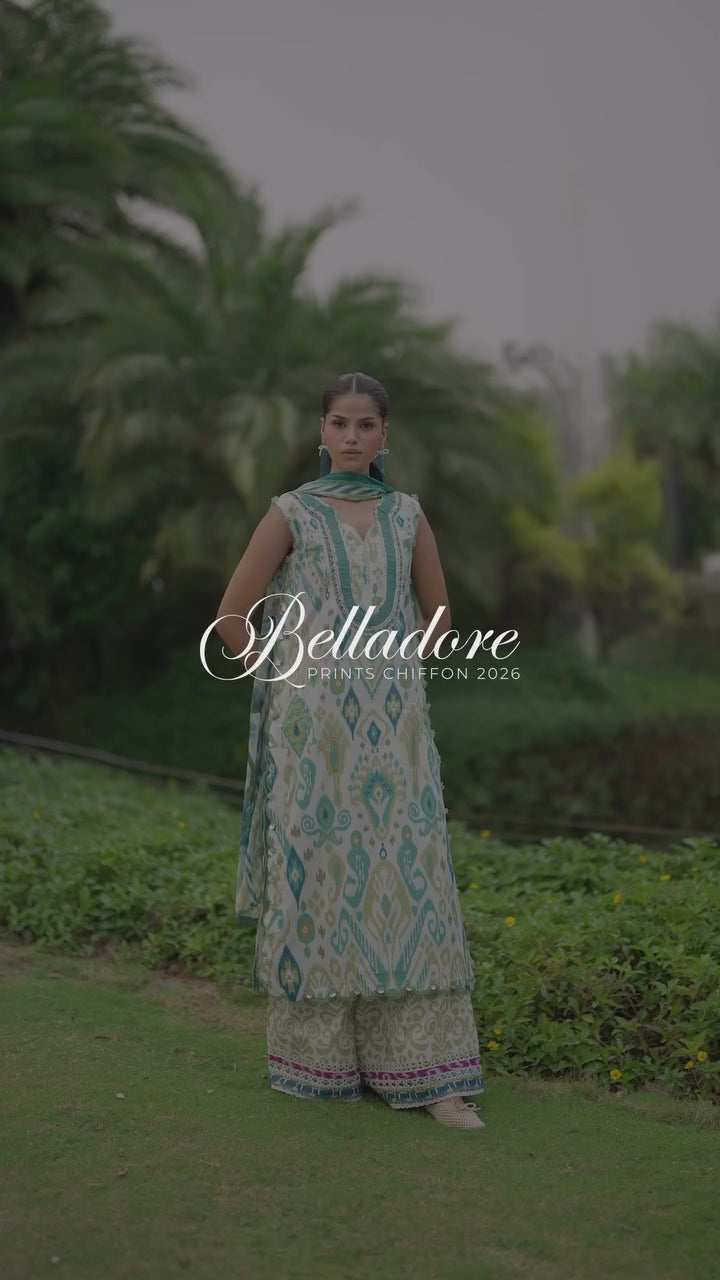 Belladore by Elaf Premium Unstitched Printed Lawn 3 Piece Suit EL26ULB June EPA-2B - Summer Collection