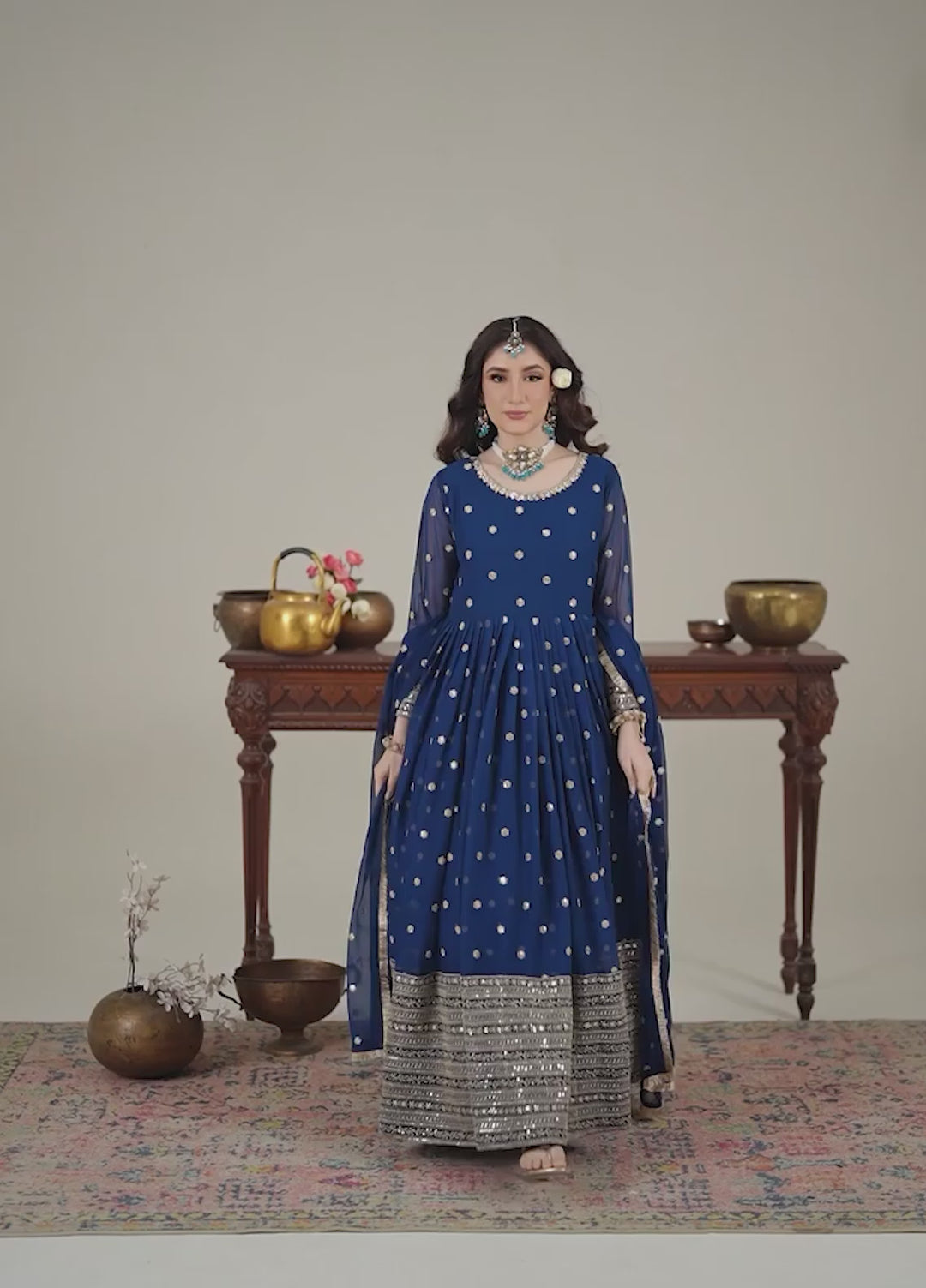 Unss Apparel Women Pret Embroidered Chiffon 3 piece suit Mayal Peacock - Festive Collection