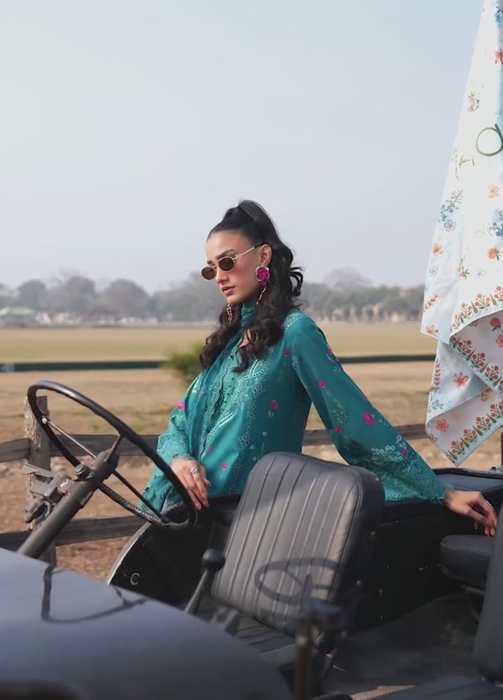 Sardinia Unstitched Embroidered Lawn 3 Piece Suit SRD26ULF D-11 TEALWOOD - Festive Collection