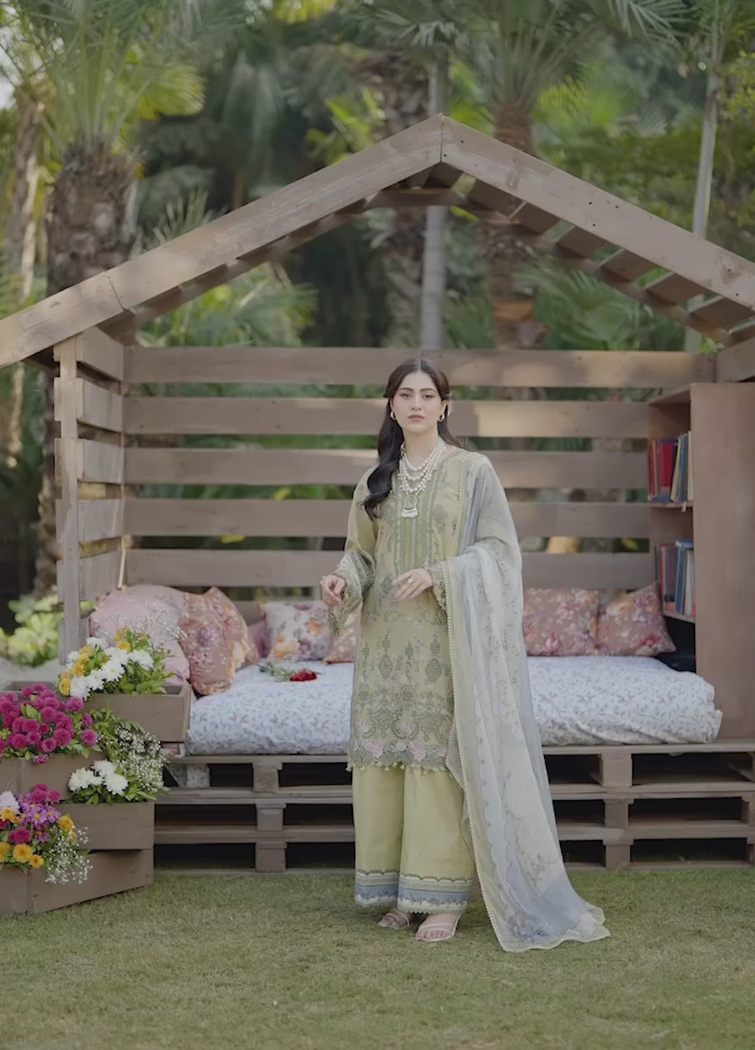 Elaf Premium Chikankari Unstitched Printed Lawn 3 Piece Suit EL26UPC ERC-8B MENAH - Summer Collection