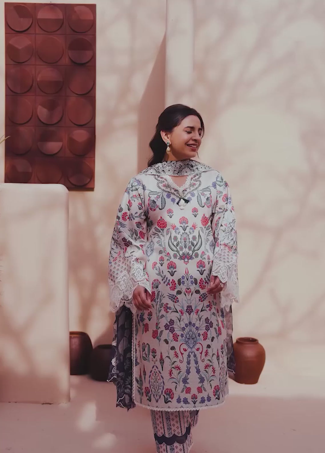 Summer in Bloom By Roheenaz Unstitched Printed Lawn 3 Piece Suit RN26USBL 31B Rosette - Festive Collection