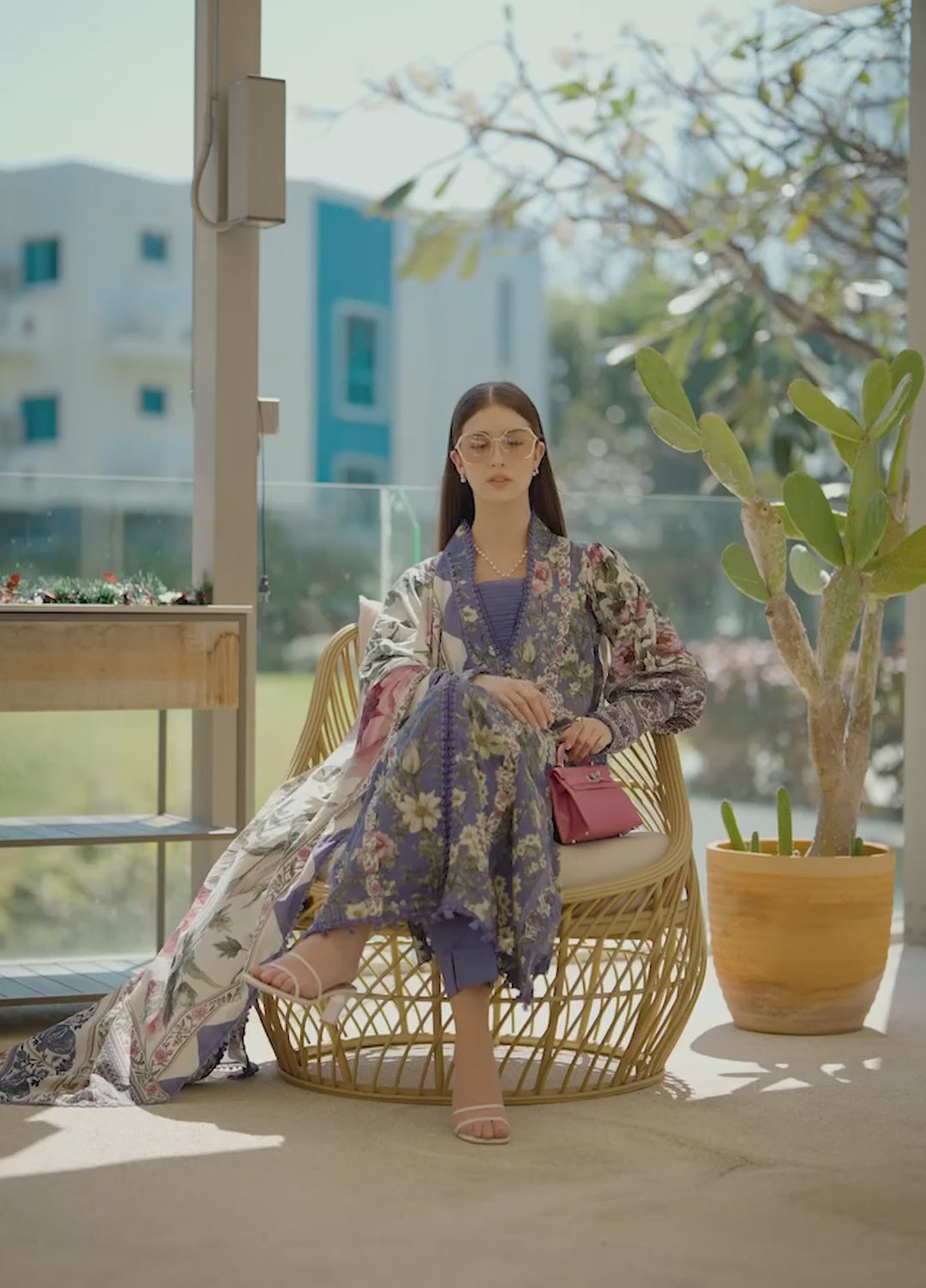 Santorini by Elaf Unstitched Lawn Printed 3 Piece Suit EL26US EPN-6A BOO BERRY - Summer Collection