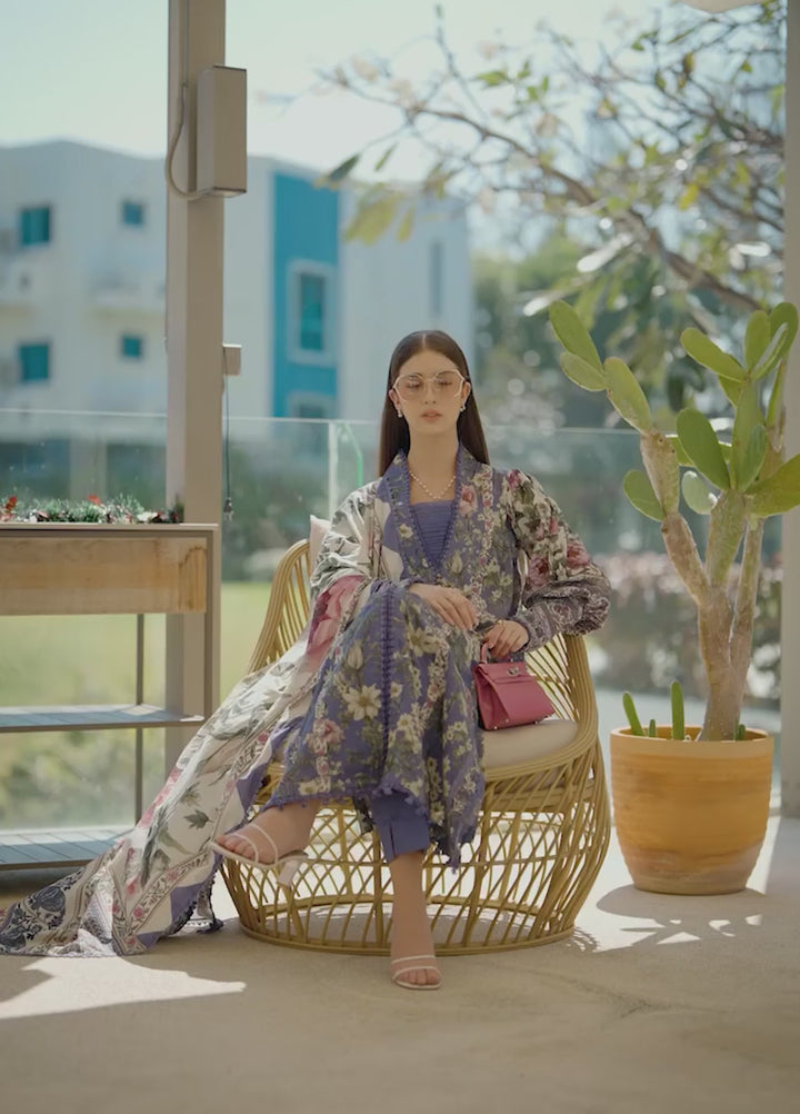 Santorini by Elaf Unstitched Lawn Printed 3 Piece Suit EL26US EPN-6A BOO BERRY - Summer Collection