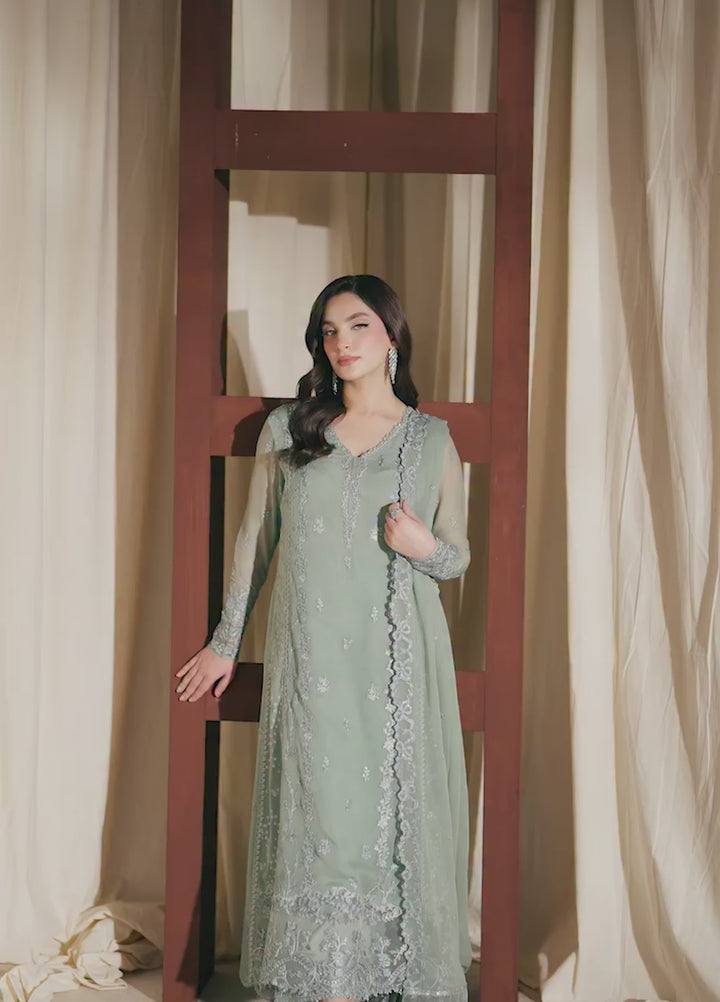 Azure Unstitched Embroidered Chiffon 3 Piece Suit AZ26ULC Satin Sage - Festive Collection