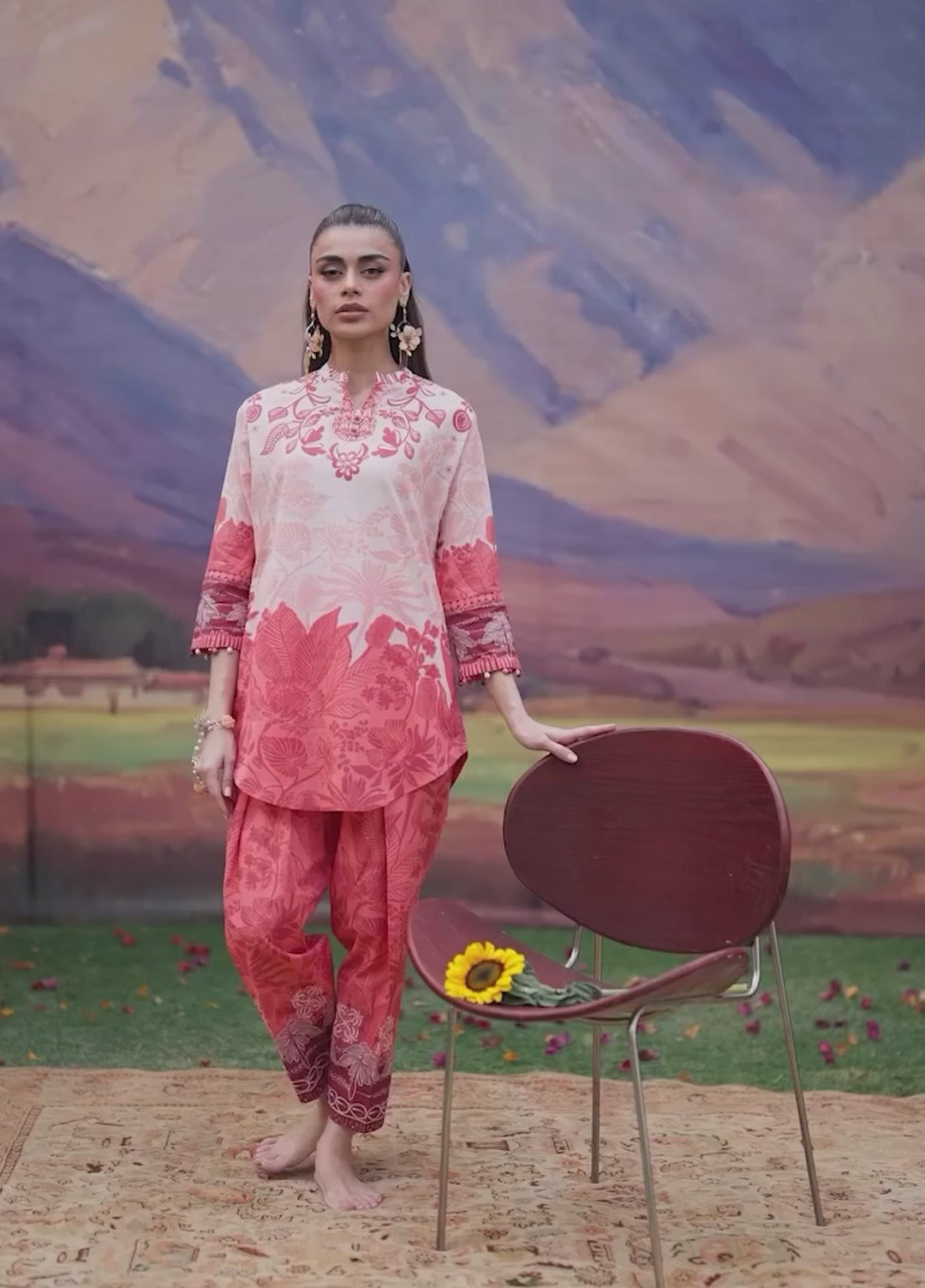 Sahar Unstitched Printed Cambric 2 Piece Suit SS1-26-24 Coral Silhouette - Summer Collection
