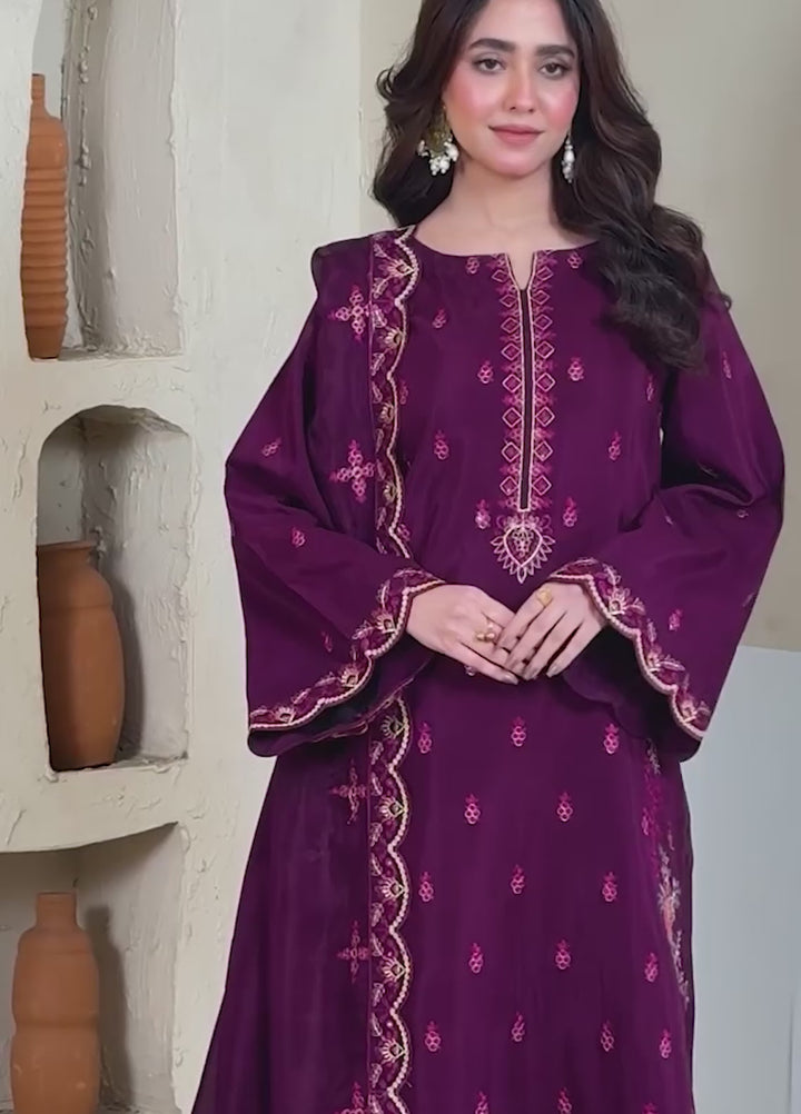 Pashmire Women RTW Embroidered Raw Silk 3 Piece Suit Tasneem - Casual Collection