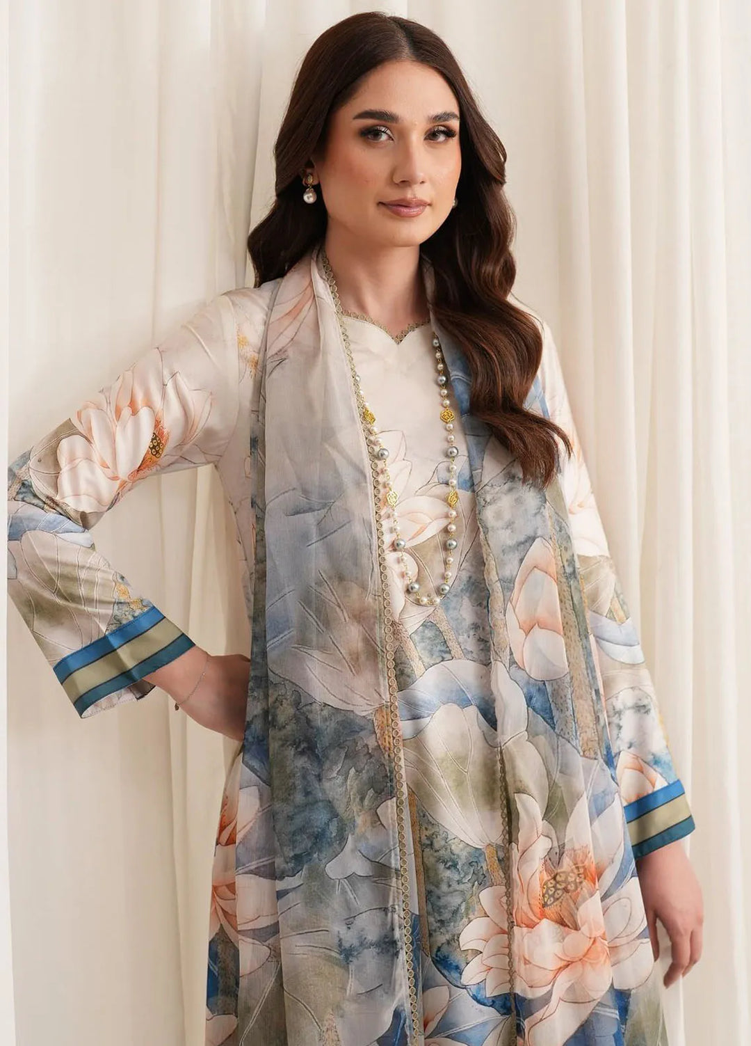 Prints by Zarif Printed Georgette Silk Suit Unstitched 3 Piece ZRF24P ZGS-03 Aslaan - Festive Collection